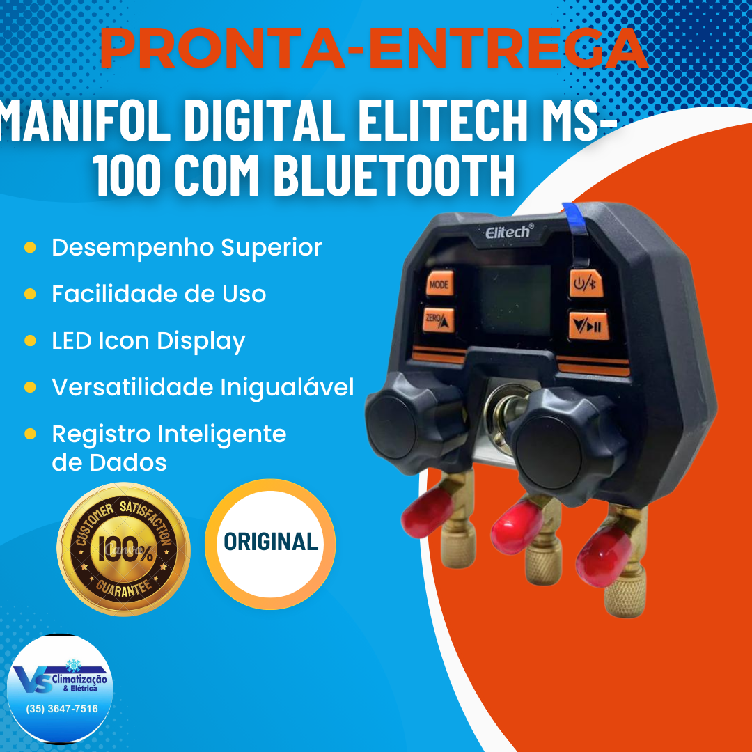 Manifol digital Elitech MS-100 com bluetooth